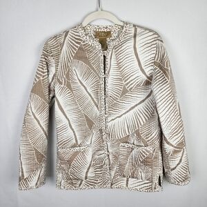 Peck & Peck Leaf Print Quilted Button‎ Up Coat S